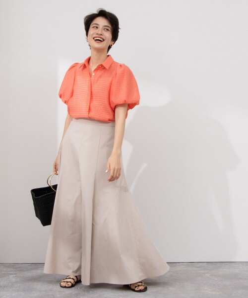 NOLLEY’S Sophi（ノーリーズソフィ）の「シアーボーダーシャツブラウス（シャツ/ブラウス・レディース・ホワイト/キャメル/オレンジ/ブラック・36/38）」の5枚目の写真