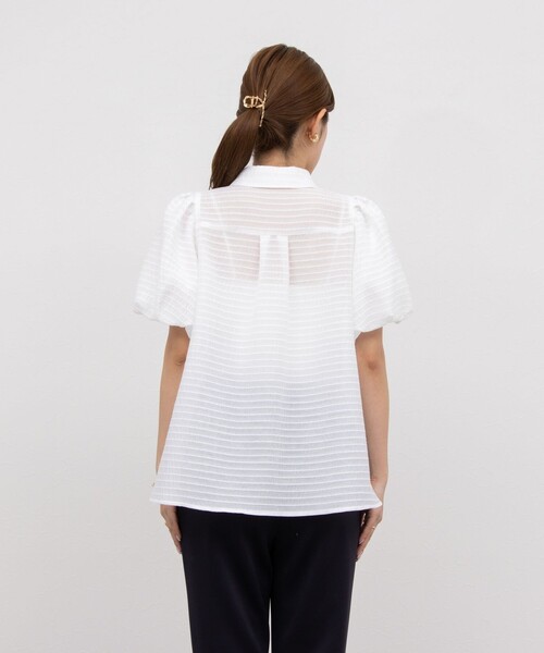 NOLLEY’S Sophi（ノーリーズソフィ）の「シアーボーダーシャツブラウス（シャツ/ブラウス・レディース・ホワイト/キャメル/オレンジ/ブラック・36/38）」の11枚目の写真