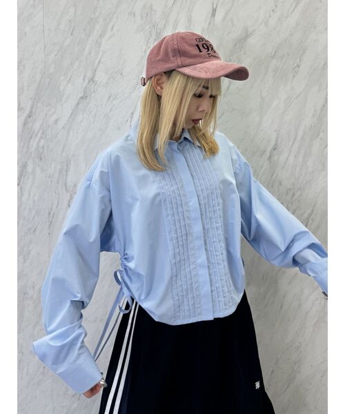 jouetie(ジュエティ)の「フロントプリーツサイドギャザーシャツ(シャツ/ブラウス・レディース・ブルー/オフホワイト/ピンク/ネイビー・MEDIUM)」の5枚目の写真