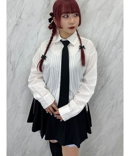 jouetie(ジュエティ)の「フロントプリーツサイドギャザーシャツ(シャツ/ブラウス・レディース・ブルー/オフホワイト/ピンク/ネイビー・MEDIUM)」の2枚目の写真