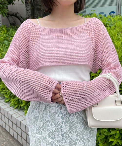 WEGO（ウィゴー）の「WEGO/ラメショートニットプルオーバー（ニット/セーター・レディース・グレー/ピンク/ホワイト・FREE）」の16枚目の写真