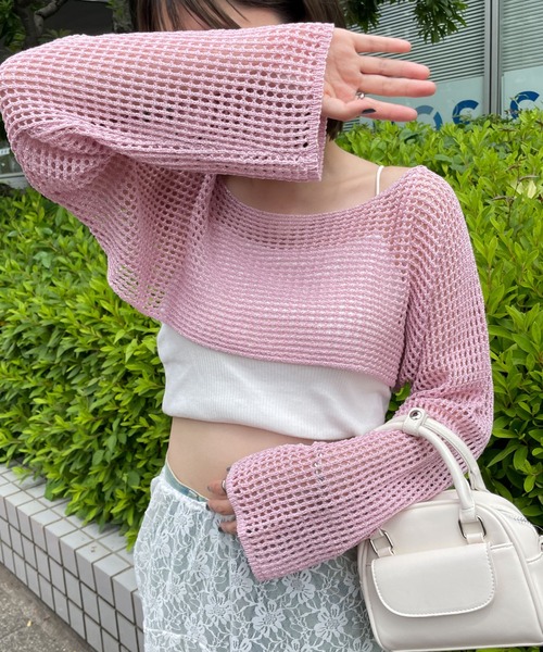 WEGO（ウィゴー）の「WEGO/ラメショートニットプルオーバー（ニット/セーター・レディース・グレー/ピンク/ホワイト・FREE）」の18枚目の写真