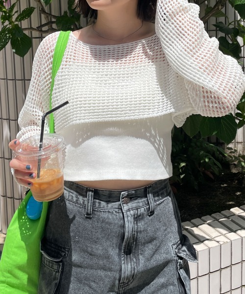 WEGO（ウィゴー）の「WEGO/ラメショートニットプルオーバー（ニット/セーター・レディース・グレー/ピンク/ホワイト・FREE）」の9枚目の写真