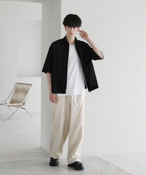 ETELIO（エテリオ）の「ランダムジャガードワイドイージーパンツ（その他パンツ・メンズ・キナリ/ブラック・S/M/L）」の19枚目の写真