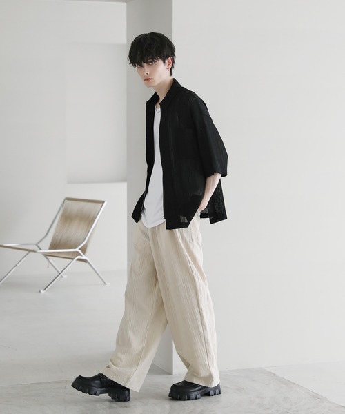 ETELIO（エテリオ）の「ランダムジャガードワイドイージーパンツ（その他パンツ・メンズ・キナリ/ブラック・S/M/L）」の20枚目の写真