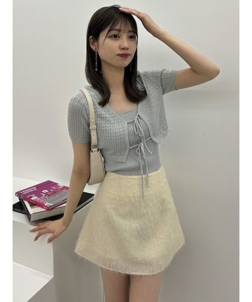 dazzlin（ダズリン）の「レースアップラメシャギーミニスカート（スカート・レディース・ピンク/ブラック/アイボリー・MEDIUM/SMALL）」の5枚目の写真