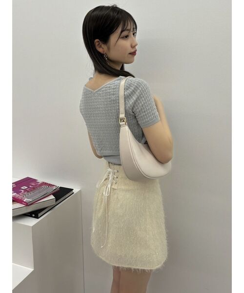 dazzlin（ダズリン）の「レースアップラメシャギーミニスカート（スカート・レディース・ピンク/ブラック/アイボリー・MEDIUM/SMALL）」の7枚目の写真