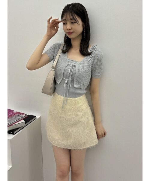 dazzlin（ダズリン）の「レースアップラメシャギーミニスカート（スカート・レディース・ピンク/ブラック/アイボリー・MEDIUM/SMALL）」の8枚目の写真