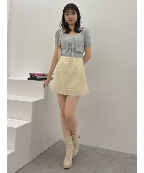 dazzlin（ダズリン）の「レースアップラメシャギーミニスカート（スカート・レディース・ピンク/ブラック/アイボリー・MEDIUM/SMALL）」の9枚目の写真