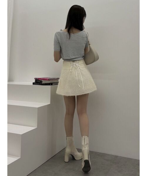 dazzlin（ダズリン）の「レースアップラメシャギーミニスカート（スカート・レディース・ピンク/ブラック/アイボリー・MEDIUM/SMALL）」の10枚目の写真