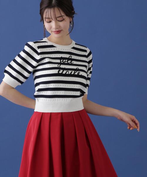 PROPORTION BODY DRESSING（プロポーションボディドレッシング）の「ロゴ柄ボーダーニット / 1214270601（ニット/セーター・レディース・ダークネイビー/レッド/ホワイト系その他・FREE）」の7枚目の写真