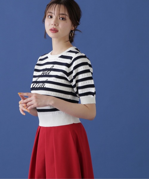 PROPORTION BODY DRESSING（プロポーションボディドレッシング）の「ロゴ柄ボーダーニット / 1214270601（ニット/セーター・レディース・ダークネイビー/レッド/ホワイト系その他・FREE）」の2枚目の写真