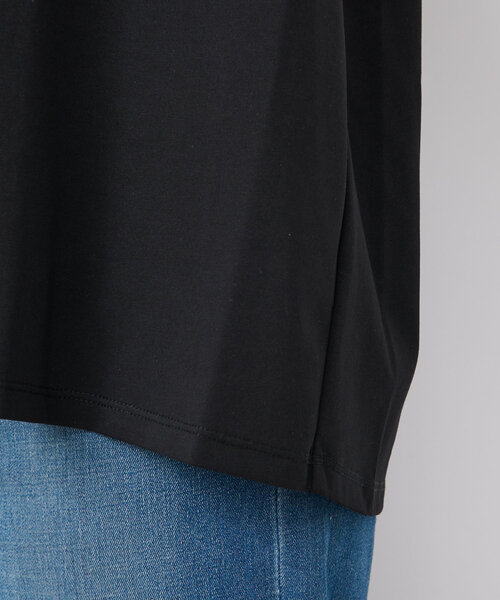 un dix cors(アンディコール)の「《着回し・ヒップカバー◎》フロッキーノースリカットソー(Tシャツ/カットソー・レディース・ブラック/グレイッシュベージュ・FREE)」の11枚目の写真