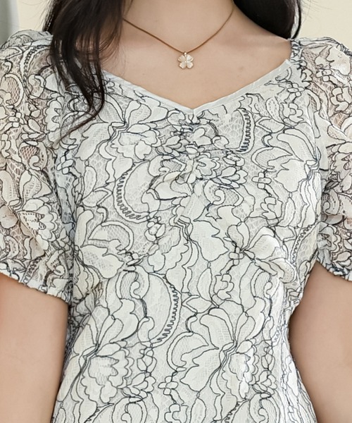 Lace Ladies（レースレディース）の「総レース Vネック マーメイド パフスリーブ ワンピース（ワンピース・レディース・パープル/アイボリー/ブラック・S/FREE）」の19枚目の写真