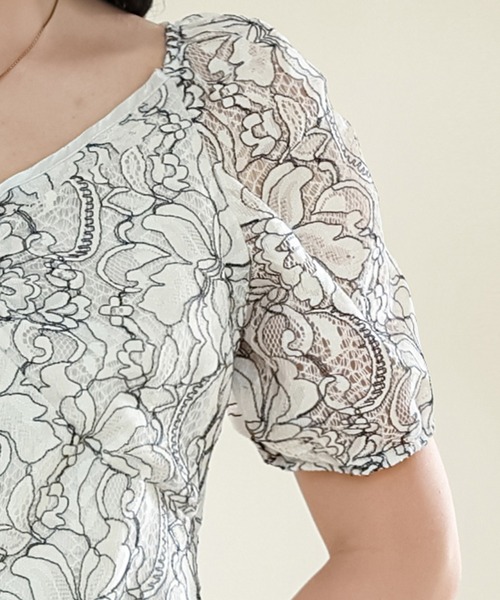 Lace Ladies（レースレディース）の「総レース Vネック マーメイド パフスリーブ ワンピース（ワンピース・レディース・パープル/アイボリー/ブラック・S/FREE）」の20枚目の写真