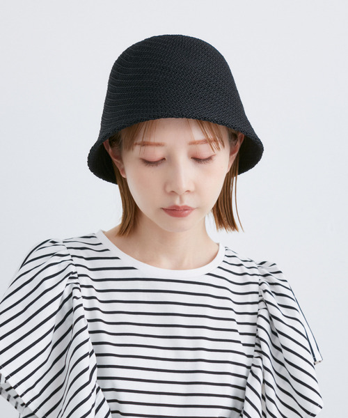 ROPE' PICNIC(ロペピクニック)の「変わり編みサーモベルハット(ハット・レディース・ライトグレー/ブラック・FREE)」の2枚目の写真