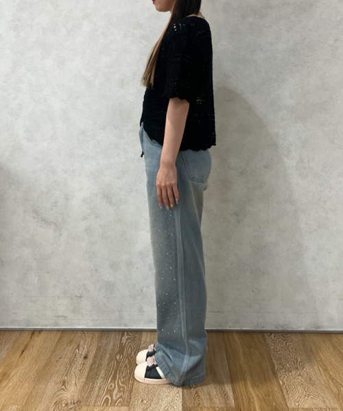 Ambre Neige（アンブルネージュ）の「rhinestone denim pants / ラインストーンデニムパンツ（デニムパンツ・レディース・ライトブルー/インディゴブルー・SMALL/MEDIUM）」の5枚目の写真