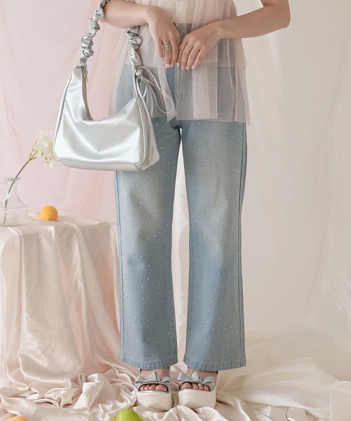 Ambre Neige（アンブルネージュ）の「rhinestone denim pants / ラインストーンデニムパンツ（デニムパンツ・レディース・ライトブルー/インディゴブルー・SMALL/MEDIUM）」の18枚目の写真