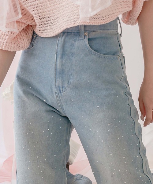 Ambre Neige（アンブルネージュ）の「rhinestone denim pants / ラインストーンデニムパンツ（デニムパンツ・レディース・ライトブルー/インディゴブルー・SMALL/MEDIUM）」の20枚目の写真