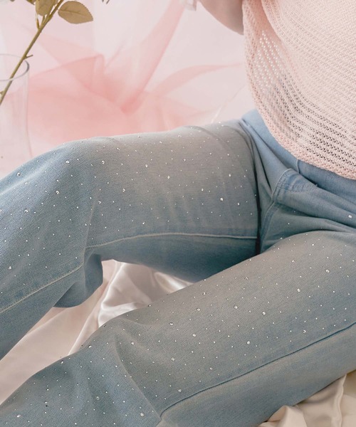 Ambre Neige（アンブルネージュ）の「rhinestone denim pants / ラインストーンデニムパンツ（デニムパンツ・レディース・ライトブルー/インディゴブルー・SMALL/MEDIUM）」の21枚目の写真