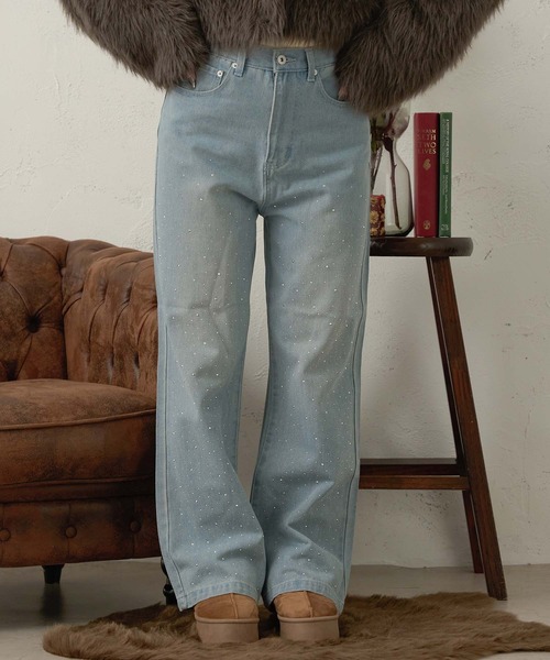 Ambre Neige（アンブルネージュ）の「rhinestone denim pants / ラインストーンデニムパンツ（デニムパンツ・レディース・ライトブルー/インディゴブルー・SMALL/MEDIUM）」の22枚目の写真