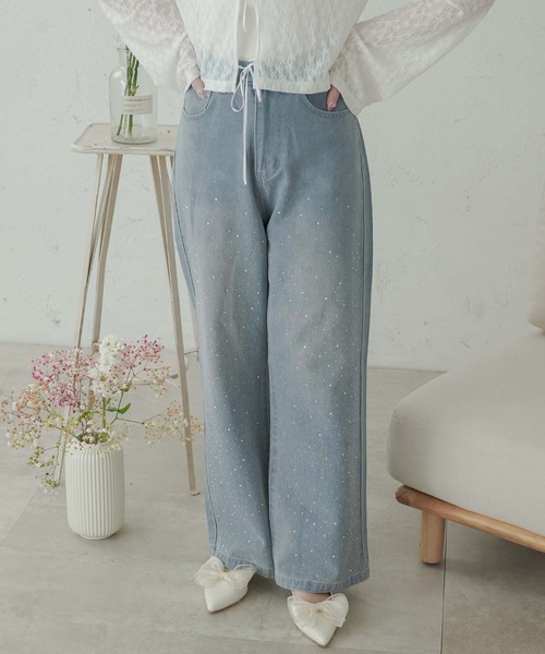Ambre Neige（アンブルネージュ）の「rhinestone denim pants / ラインストーンデニムパンツ（デニムパンツ・レディース・ライトブルー/インディゴブルー・SMALL/MEDIUM）」の16枚目の写真