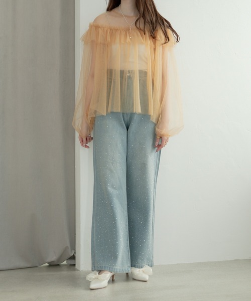 Ambre Neige（アンブルネージュ）の「rhinestone denim pants / ラインストーンデニムパンツ（デニムパンツ・レディース・ライトブルー/インディゴブルー・SMALL/MEDIUM）」の11枚目の写真