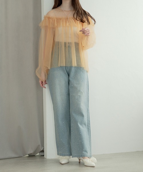 Ambre Neige（アンブルネージュ）の「rhinestone denim pants / ラインストーンデニムパンツ（デニムパンツ・レディース・ライトブルー/インディゴブルー・SMALL/MEDIUM）」の12枚目の写真