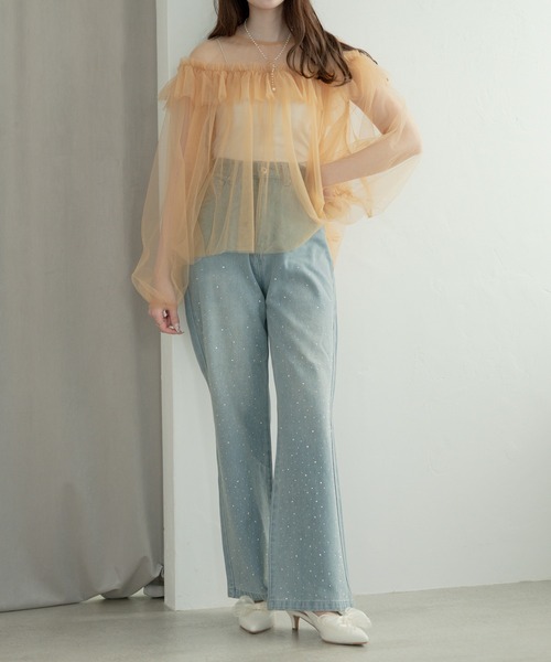 Ambre Neige（アンブルネージュ）の「rhinestone denim pants / ラインストーンデニムパンツ（デニムパンツ・レディース・ライトブルー/インディゴブルー・SMALL/MEDIUM）」の13枚目の写真