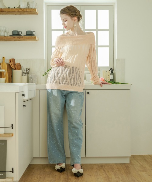 Ambre Neige（アンブルネージュ）の「rhinestone denim pants / ラインストーンデニムパンツ（デニムパンツ・レディース・ライトブルー/インディゴブルー・SMALL/MEDIUM）」の8枚目の写真