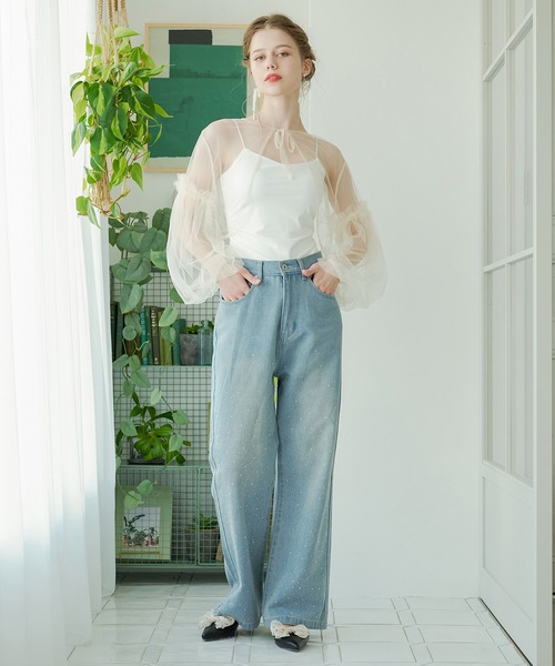 Ambre Neige（アンブルネージュ）の「rhinestone denim pants / ラインストーンデニムパンツ（デニムパンツ・レディース・ライトブルー/インディゴブルー・SMALL/MEDIUM）」の10枚目の写真