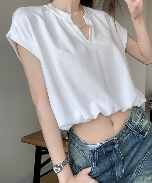 LYEON(リヨン)の「ショート丈バルーンスキッパートップス(その他トップス・レディース・ホワイト/ブラック・FREE)」の4枚目の写真