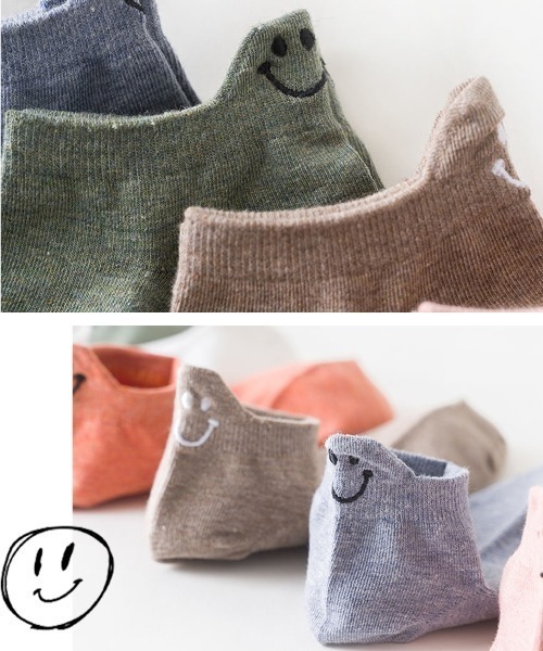 セール】【5足セット】スニーカーソックス ショート丈 刺繍