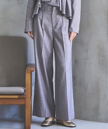 シャンブレーハイウエストワイドパンツ