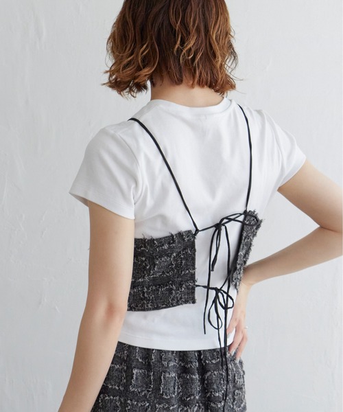 notch.(ノッチ)の「フリンジチェックキャミソール(キャミソール・レディース・ブラック/ブラウン・M)」の9枚目の写真