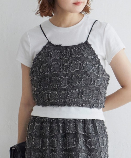 notch.(ノッチ)の「フリンジチェックキャミソール(キャミソール・レディース・ブラック/ブラウン・M)」の10枚目の写真