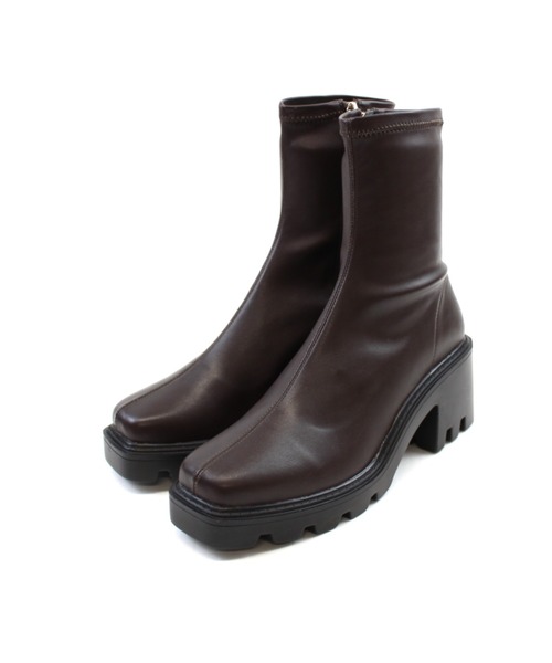 VIVIAN（ヴィヴィアン）の「スクエアトゥ厚底ストレッチショートブーツ（ブーツ・レディース・ブラック系その他2/ブラウン系その他5/ナチュラル/ブラック系その他3・SS/S/M/L/LL/XL）」の7枚目の写真