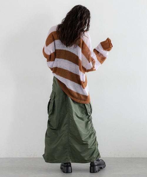 RAGEBLUE(レイジブルー)の「モヘアタッチ/ボーダーニットプルオーバー(ニット/セーター・レディース・ブラウン系/グレー系/ホワイト系・FREE)」の14枚目の写真