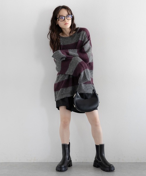 RAGEBLUE(レイジブルー)の「モヘアタッチ/ボーダーニットプルオーバー(ニット/セーター・レディース・ブラウン系/グレー系/ホワイト系・FREE)」の6枚目の写真