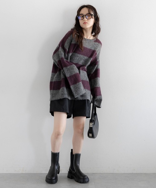 RAGEBLUE(レイジブルー)の「モヘアタッチ/ボーダーニットプルオーバー(ニット/セーター・レディース・ブラウン系/グレー系/ホワイト系・FREE)」の7枚目の写真