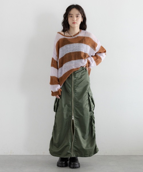 RAGEBLUE(レイジブルー)の「モヘアタッチ/ボーダーニットプルオーバー(ニット/セーター・レディース・ブラウン系/グレー系/ホワイト系・FREE)」の13枚目の写真