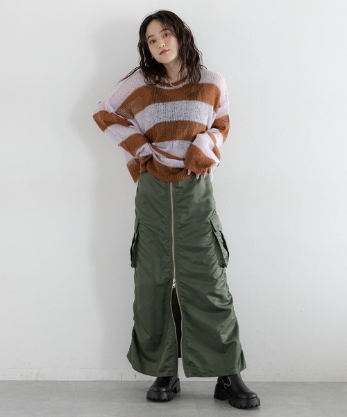 RAGEBLUE(レイジブルー)の「モヘアタッチ/ボーダーニットプルオーバー(ニット/セーター・レディース・ブラウン系/グレー系/ホワイト系・FREE)」の11枚目の写真