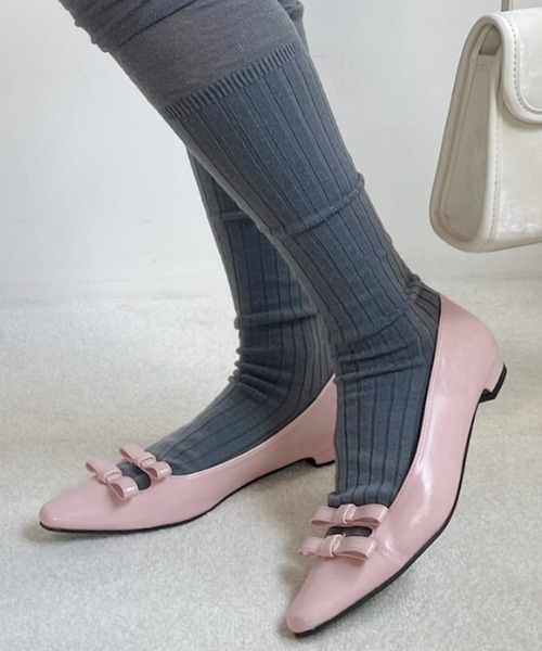 Ada.(エイダ)の「ポインテッドトゥ バレエコア リボンバレエシューズ(バレエシューズ・レディース・ピンク/シルバー/ブラック/ホワイト・38/39/37/36/35)」の3枚目の写真