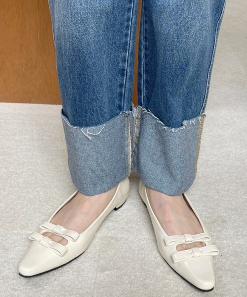 Ada.(エイダ)の「ポインテッドトゥ バレエコア リボンバレエシューズ(バレエシューズ・レディース・ピンク/シルバー/ブラック/ホワイト・38/39/37/36/35)」の5枚目の写真