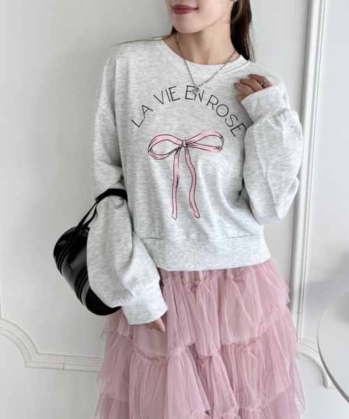 Loueme(ルエム)の「リボンプリントプルオーバー(Tシャツ/カットソー・レディース・オートミール/ネイビー/グレー・FREE)」の11枚目の写真