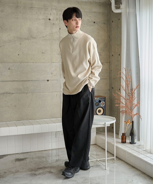 WEGO(ウィゴー)の「WEGO/ミラノリブハーフジッププルオーバー(ニット/セーター・メンズ・ブラック/ホワイト/ネイビー/ダークグレー・MEDIUM/LARGE)」の17枚目の写真