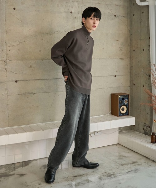 WEGO(ウィゴー)の「WEGO/ミラノリブハーフジッププルオーバー(ニット/セーター・メンズ・ブラック/ホワイト/ネイビー/ダークグレー・MEDIUM/LARGE)」の19枚目の写真