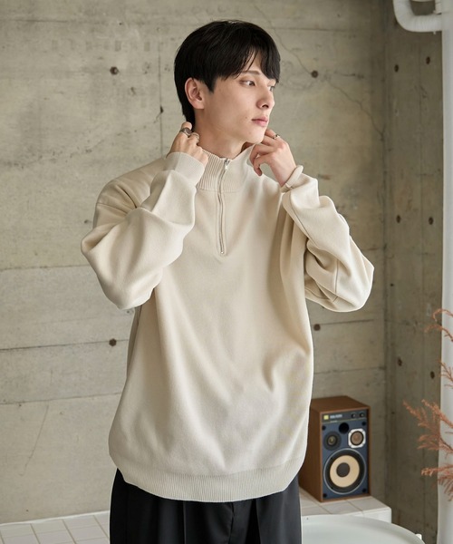 WEGO(ウィゴー)の「WEGO/ミラノリブハーフジッププルオーバー(ニット/セーター・メンズ・ブラック/ホワイト/ネイビー/ダークグレー・MEDIUM/LARGE)」の21枚目の写真