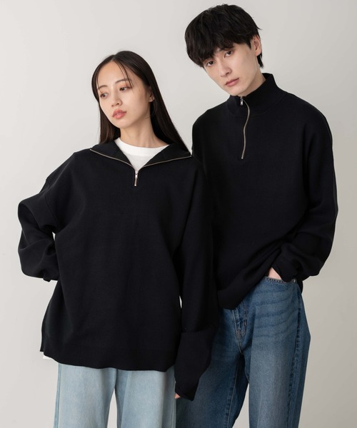 WEGO(ウィゴー)の「WEGO/ミラノリブハーフジッププルオーバー(ニット/セーター・メンズ・ブラック/ホワイト/ネイビー/ダークグレー・MEDIUM/LARGE)」の5枚目の写真