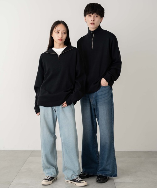 WEGO(ウィゴー)の「WEGO/ミラノリブハーフジッププルオーバー(ニット/セーター・メンズ・ブラック/ホワイト/ネイビー/ダークグレー・MEDIUM/LARGE)」の6枚目の写真